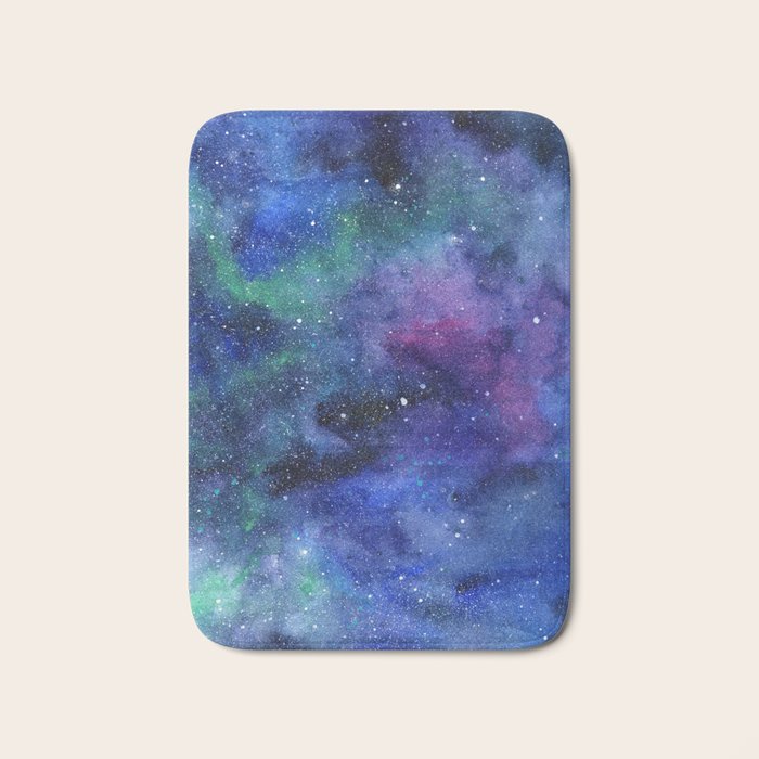 Colorful Galaxy Space Watercolor Bath Mat Gallery Image 1