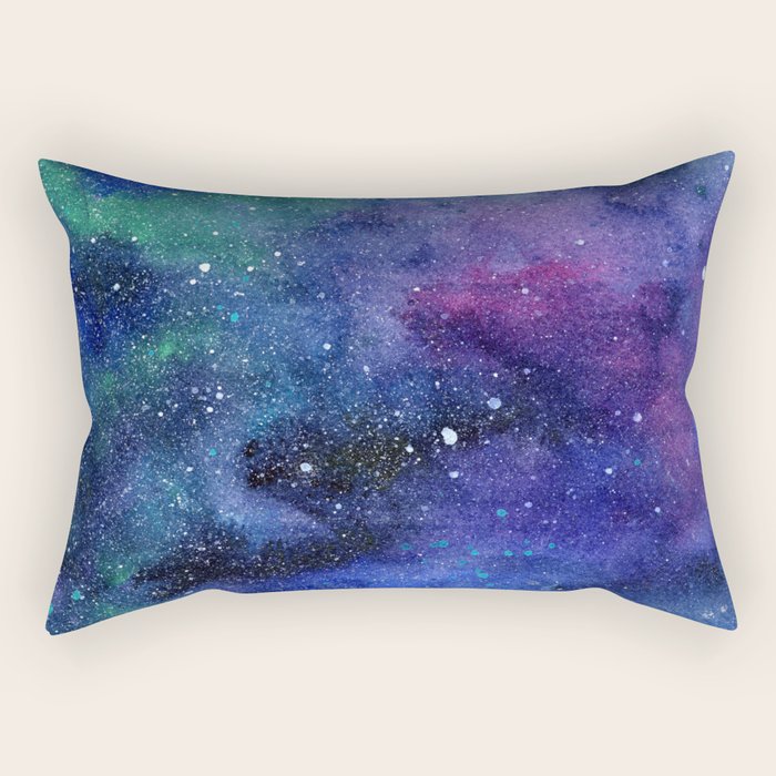 Colorful Galaxy Space Watercolor Rectangular Pillow Gallery Image 1