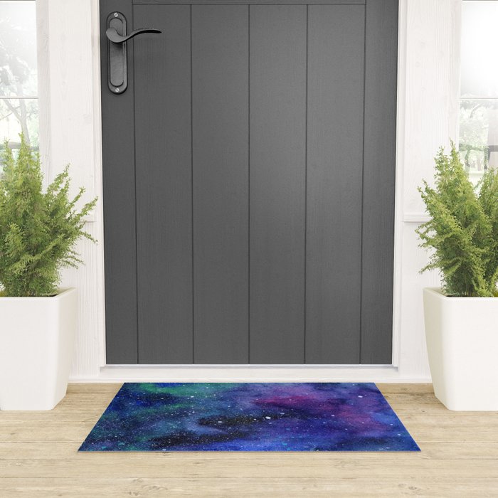 Colorful Galaxy Space Watercolor Welcome Mat Gallery Image 3
