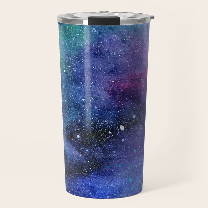 Colorful Galaxy Space Watercolor Travel Mug Gallery Image 1