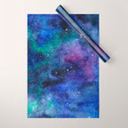 Colorful Galaxy Space Watercolor Wrapping Paper Gallery Image 1
