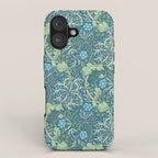 William Morris Vintage Seaweed Cobalt Thyme Green Blue Botanical iPhone Case Gallery Image 1