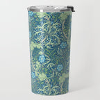 William Morris Vintage Seaweed Cobalt Thyme Green Blue Botanical Travel Mug Gallery Image 2