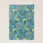 William Morris Vintage Seaweed Cobalt Thyme Green Blue Botanical Stationery Card Gallery Image 2