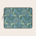 William Morris Vintage Seaweed Cobalt Thyme Green Blue Botanical Laptop Sleeve Gallery Image 1