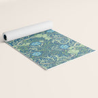 William Morris Vintage Seaweed Cobalt Thyme Green Blue Botanical Yoga Mat Gallery Image 2
