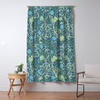 William Morris Vintage Seaweed Cobalt Thyme Green Blue Botanical Window Curtain Gallery Image 5