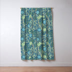 William Morris Vintage Seaweed Cobalt Thyme Green Blue Botanical Window Curtain Gallery Image 3