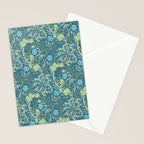 William Morris Vintage Seaweed Cobalt Thyme Green Blue Botanical Stationery Card Gallery Image 2