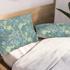 William Morris Vintage Seaweed Cobalt Thyme Green Blue Botanical Pillow Sham Gallery Image 2