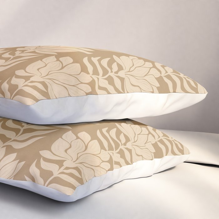 Beige Modern Abstract Flowers Pillow Sham Gallery Image 3