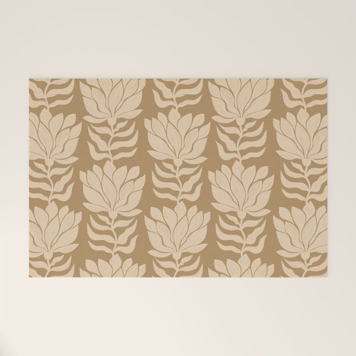 Beige Modern Abstract Flowers Welcome Mat Gallery Image 1