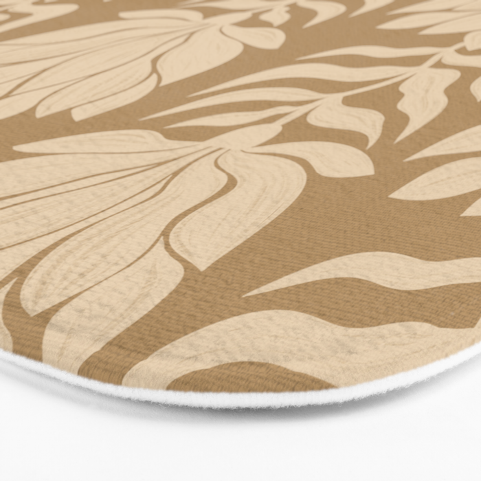 Beige Modern Abstract Flowers Bath Mat Gallery Image 3