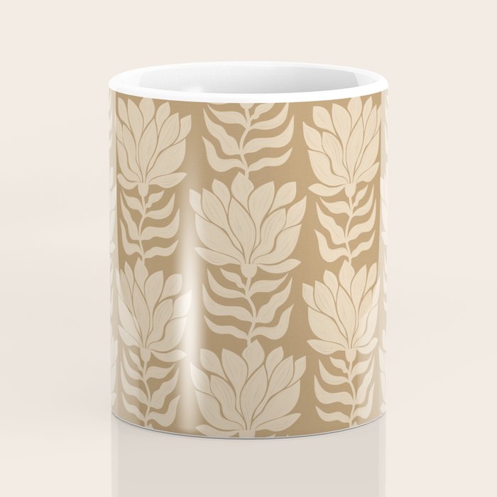 Beige Modern Abstract Flowers Coffee Mug Gallery Image 4