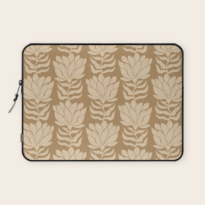 Beige Modern Abstract Flowers Laptop Sleeve Gallery Image 1