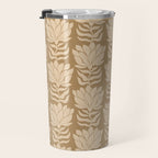 Beige Modern Abstract Flowers Travel Mug Gallery Image 3