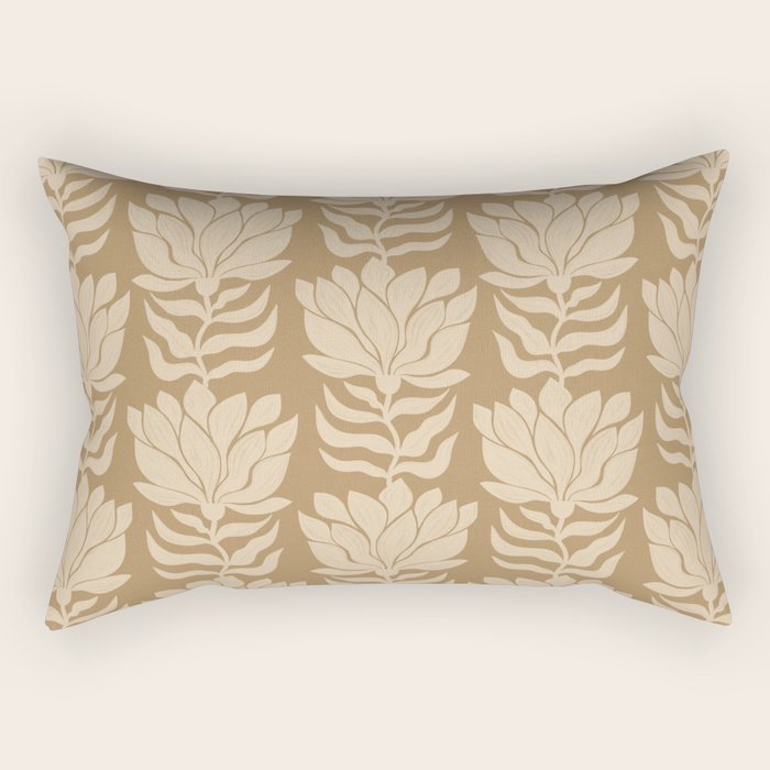 Beige Modern Abstract Flowers Rectangular Pillow Gallery Image 2