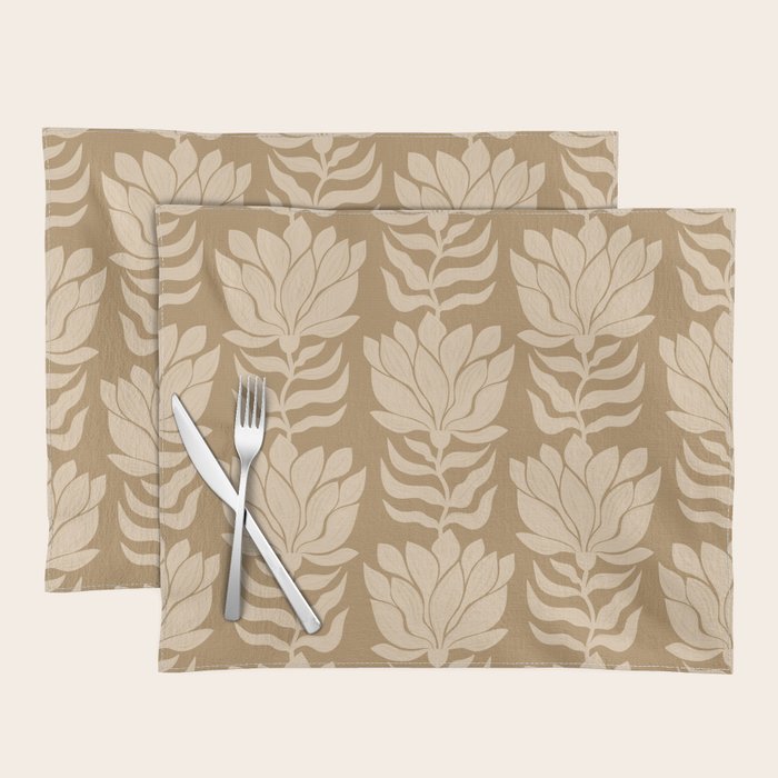 Beige Modern Abstract Flowers Placemat Gallery Image 1