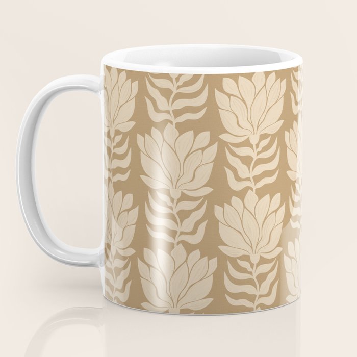 Beige Modern Abstract Flowers Coffee Mug Gallery Image 3