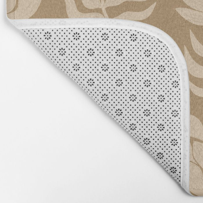 Beige Modern Abstract Flowers Bath Mat Gallery Image 2