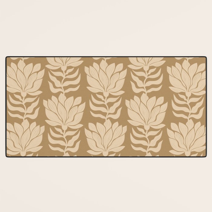 Beige Modern Abstract Flowers Desk Mat Gallery Image 3