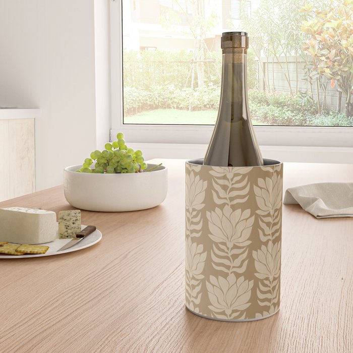 Beige Modern Abstract Flowers Wine Chiller Gallery Image 4