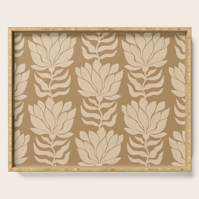 Beige Modern Abstract Flowers Serving Tray Gallery Image 1
