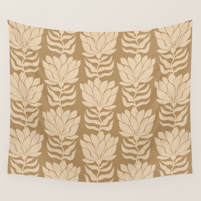 Beige Modern Abstract Flowers Wall Tapestry Gallery Image 4