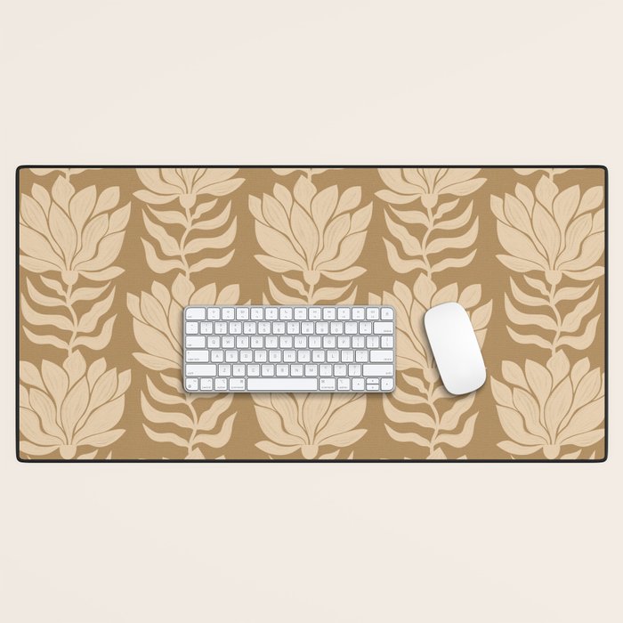 Beige Modern Abstract Flowers Desk Mat Gallery Image 1