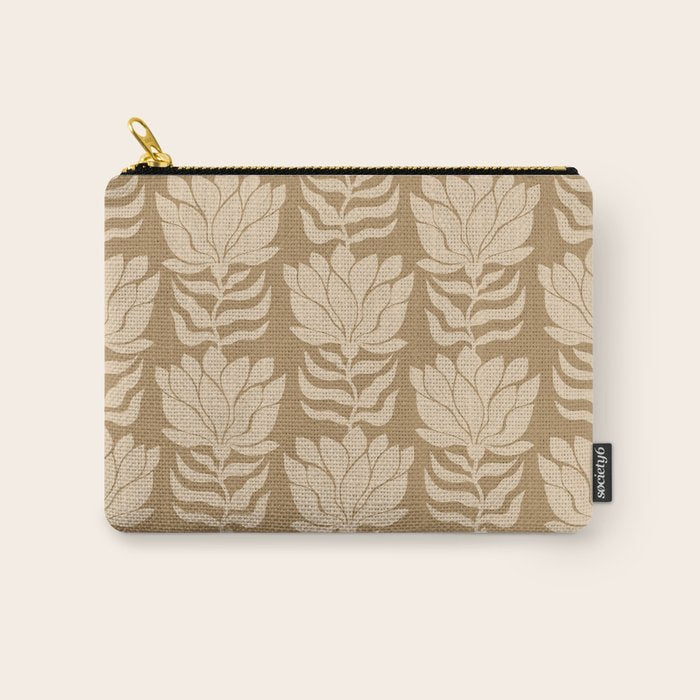 Beige Modern Abstract Flowers Carry All Pouch Gallery Image 1