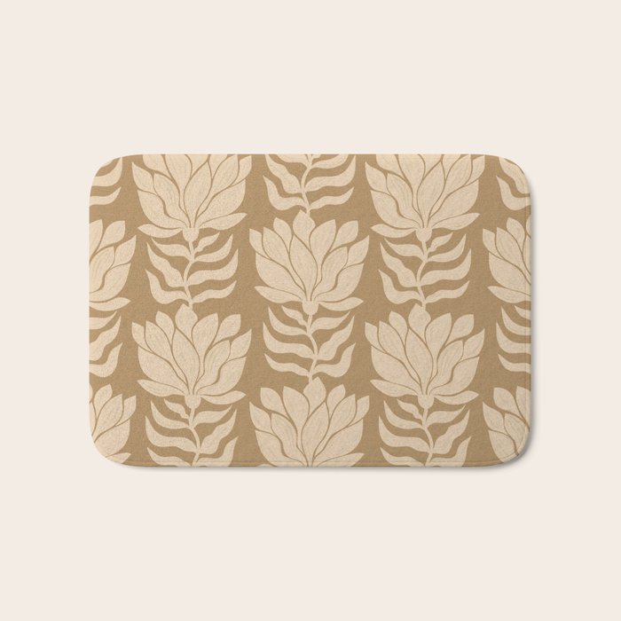 Beige Modern Abstract Flowers Bath Mat Gallery Image 1