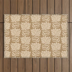 Beige Modern Abstract Flowers Outdoor Rug Gallery Image 1