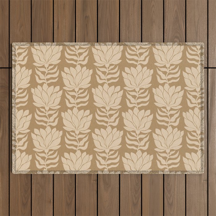 Beige Modern Abstract Flowers Outdoor Rug Gallery Image 1