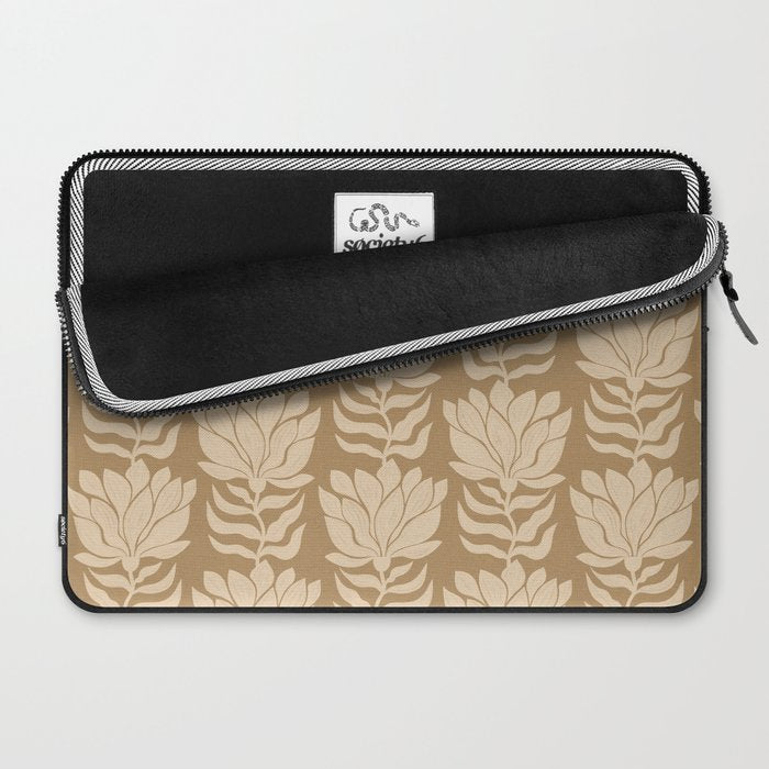 Beige Modern Abstract Flowers Laptop Sleeve Gallery Image 2