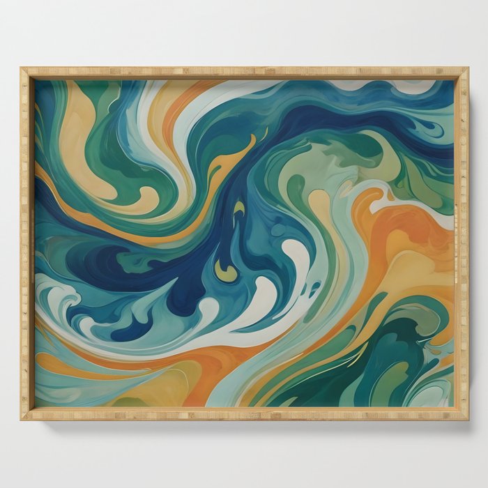 Tangerblue Waves Serving Tray Gallery Image 1