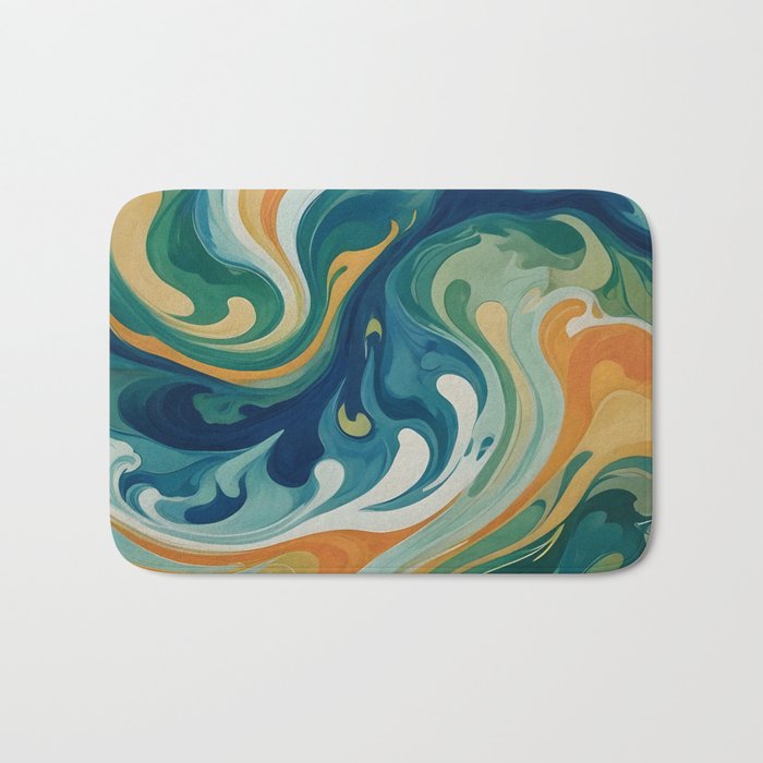 Tangerblue Waves Bath Mat Gallery Image 1