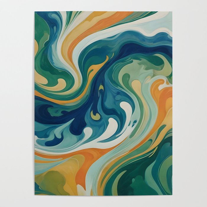 Tangerblue Waves Poster Gallery Image 4