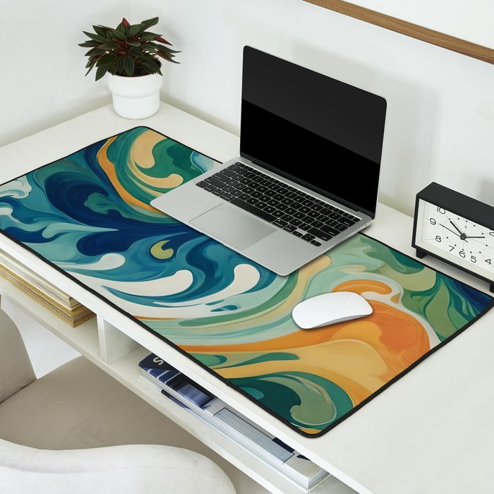 Tangerblue Waves Desk Mat Gallery Image 2