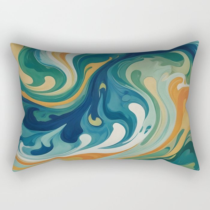 Tangerblue Waves Rectangular Pillow Gallery Image 1