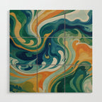 Tangerblue Waves Wood Wall Art Gallery Image 1