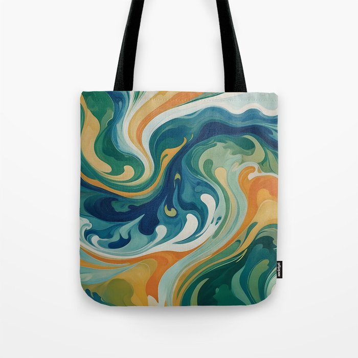 Tangerblue Waves Tote Bag Gallery Image 1