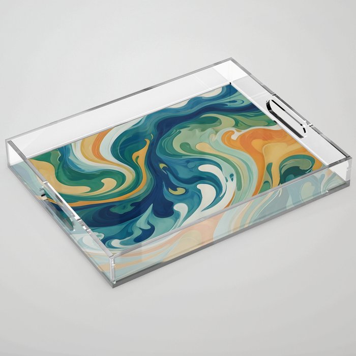 Tangerblue Waves Acrylic Tray Gallery Image 1