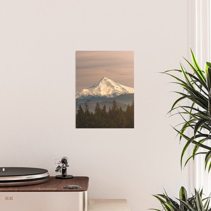 Mount Hood Vintage Sunset - Nature Landscape Photography Poster Gallery Image 2