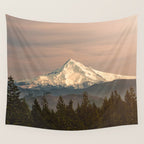 Mount Hood Vintage Sunset - Nature Landscape Photography Wall Tapestry Gallery Image 4