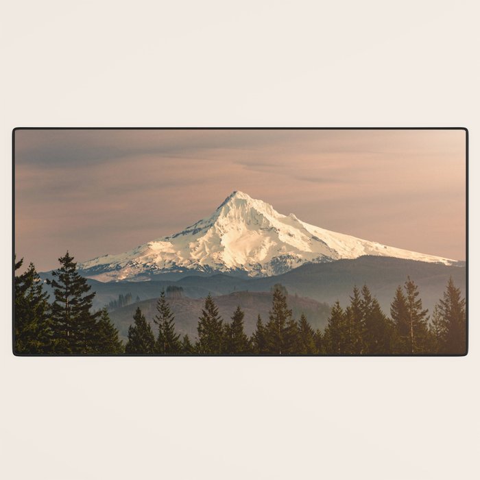 Mount Hood Vintage Sunset - Nature Landscape Photography Desk Mat Gallery Image 3