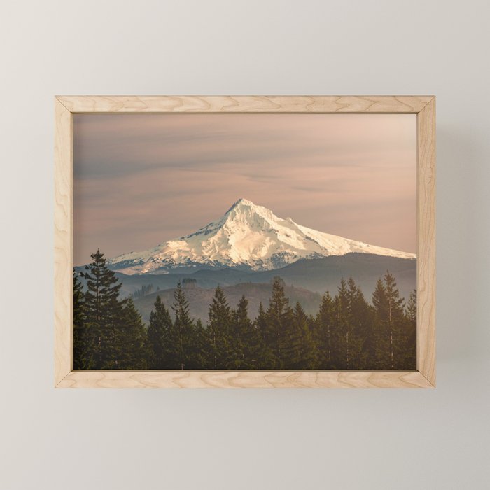 Mount Hood Vintage Sunset - Nature Landscape Photography Mini Art Print Gallery Image 1