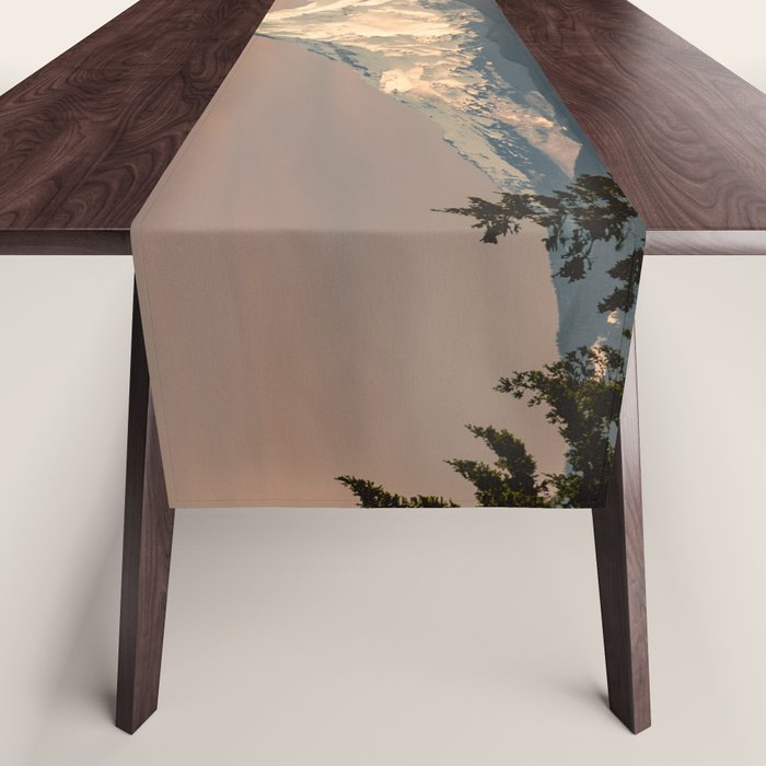 Mount Hood Vintage Sunset - Nature Landscape Photography Table Runner Gallery Image 1