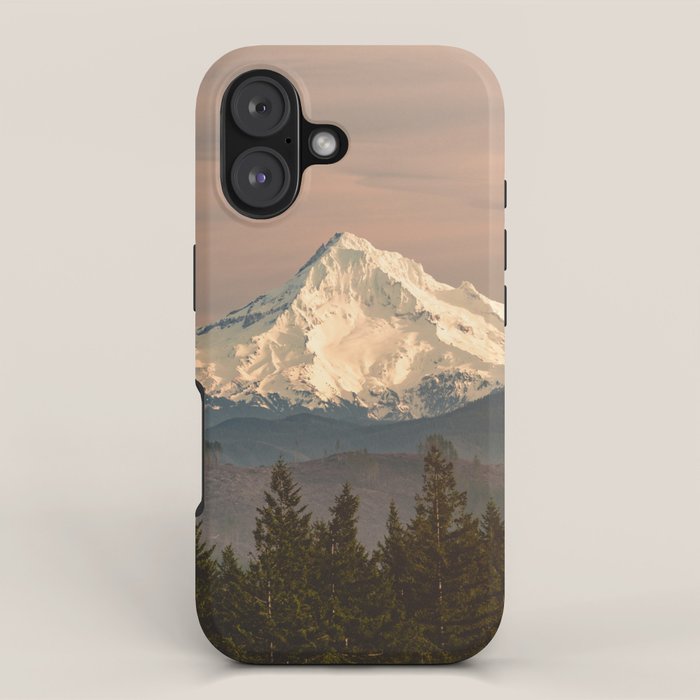 Mount Hood Vintage Sunset - Nature Landscape Photography iPhone Case Gallery Image 1