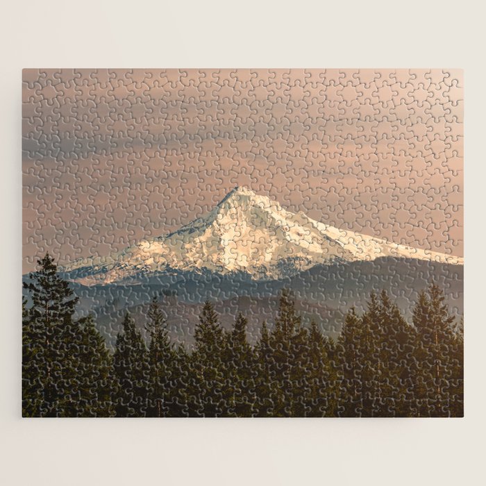 Mount Hood Vintage Sunset - Nature Landscape Photography Jigsaw Puzzle Gallery Image 1