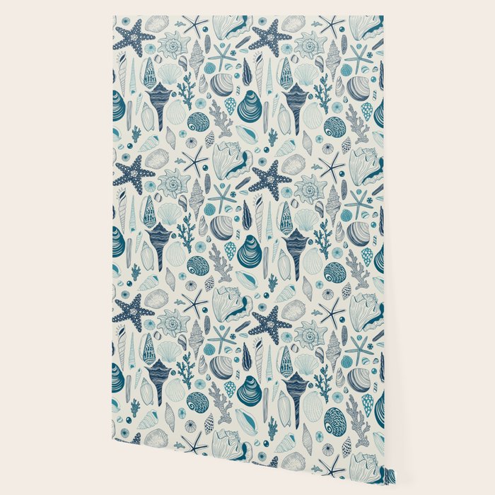 Sea shells on off white Wallpaper Gallery Image 2